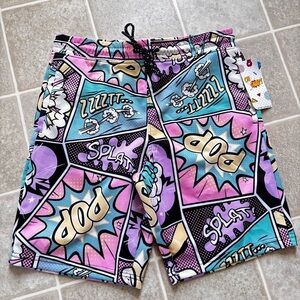 Snap Multicolor Comic Print Shorts